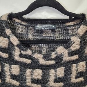 Rinascimento Black and Beige Geometric Crewneck Sweater